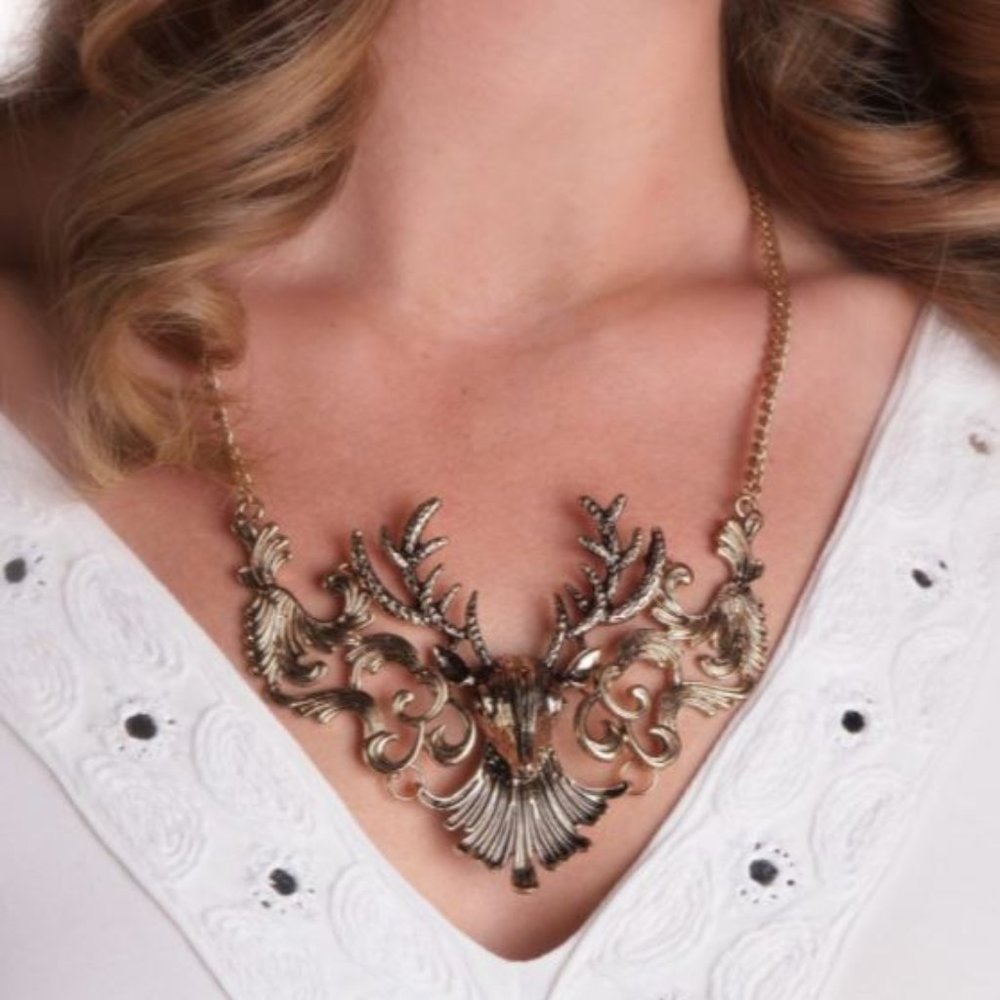 Women Gold Deer Cute Pendant Necklace Gift for Her